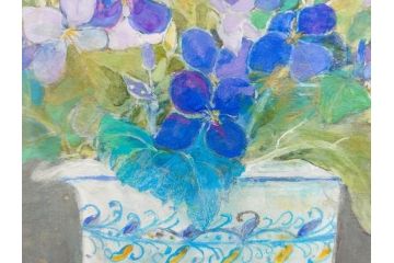 真作　三輪敦子　「初夏に咲く」　F4号　日本画(花、共シール、絵画、額装)(R-075964)