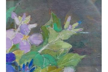 真作　三輪敦子　「初夏に咲く」　F4号　日本画(花、共シール、絵画、額装)(R-075964)