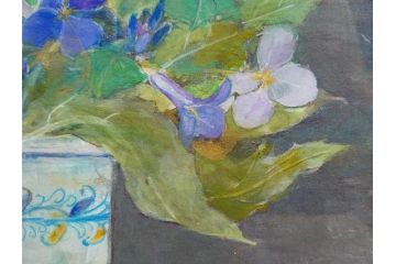 真作　三輪敦子　「初夏に咲く」　F4号　日本画(花、共シール、絵画、額装)(R-075964)