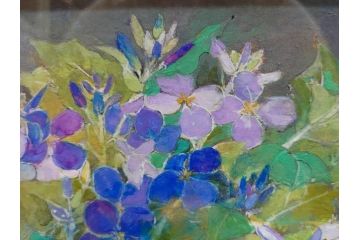 真作　三輪敦子　「初夏に咲く」　F4号　日本画(花、共シール、絵画、額装)(R-075964)