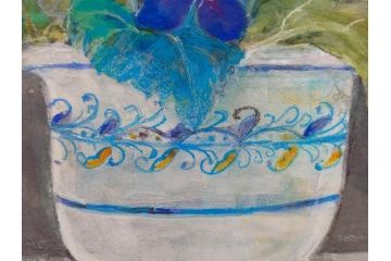 真作　三輪敦子　「初夏に咲く」　F4号　日本画(花、共シール、絵画、額装)(R-075964)