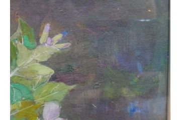 真作　三輪敦子　「初夏に咲く」　F4号　日本画(花、共シール、絵画、額装)(R-075964)