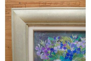 真作　三輪敦子　「初夏に咲く」　F4号　日本画(花、共シール、絵画、額装)(R-075964)