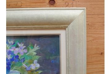 真作　三輪敦子　「初夏に咲く」　F4号　日本画(花、共シール、絵画、額装)(R-075964)
