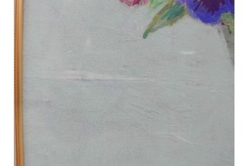真作　三輪敦子　「三色すみれ」　F4号　日本画(花、共シール、絵画、額装)(R-075965)