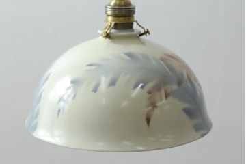アンティーク照明　オールドノリタケ・則武(日陶)　優しい色合いの植物模様が魅力の電笠(天井照明、シェード、ペンダントライト、吊り下げ照明)(R-075971)