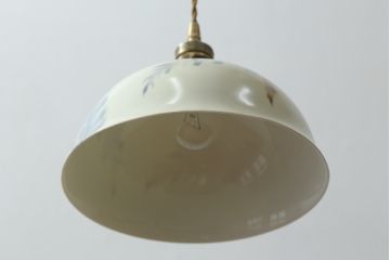 アンティーク照明　オールドノリタケ・則武(日陶)　優しい色合いの植物模様が魅力の電笠(天井照明、シェード、ペンダントライト、吊り下げ照明)(R-075971)