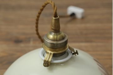 アンティーク照明　オールドノリタケ・則武(日陶)　優しい色合いの植物模様が魅力の電笠(天井照明、シェード、ペンダントライト、吊り下げ照明)(R-075971)