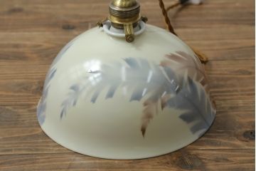 アンティーク照明　オールドノリタケ・則武(日陶)　優しい色合いの植物模様が魅力の電笠(天井照明、シェード、ペンダントライト、吊り下げ照明)(R-075971)