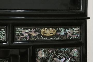 アジアンビンテージ　高級品　韓国民芸家具　圧巻の螺鈿(ラデン)細工がインパクト抜群のワードローブ(洋服タンス、収納棚、ヴィンテージ)(R-075976)