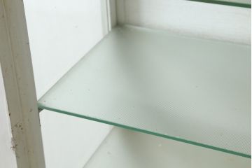 和製アンティーク　シャビーシックな雰囲気が魅力のケビントガラスケース(ショーケース、飾り棚、陳列棚、収納棚、戸棚、デンタルケース、デンタルキャビネット)(R-075977)