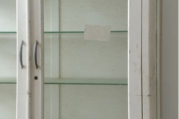 和製アンティーク　シャビーシックな雰囲気が魅力のケビントガラスケース(ショーケース、飾り棚、陳列棚、収納棚、戸棚、デンタルケース、デンタルキャビネット)(R-075977)