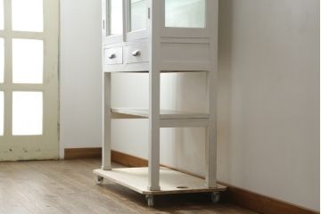 和製アンティーク　カフェ風インテリアが叶うレトロなケビント(ガラスケース、飾り棚、陳列棚、ショーケース、収納棚、戸棚、デンタルケース、デンタルキャビネット)(R-075978)