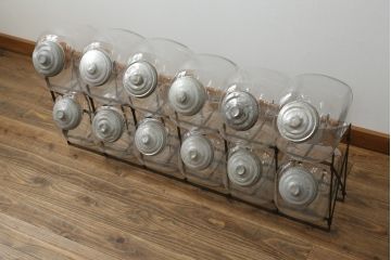 アンティーク雑貨　当時物　昭和レトロ　12連猫瓶(ガラス瓶、菓子瓶、菓子びん、菓子ビン)(R-075985)
