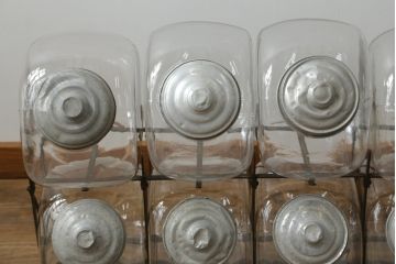 アンティーク雑貨　当時物　昭和レトロ　12連猫瓶(ガラス瓶、菓子瓶、菓子びん、菓子ビン)(R-075985)