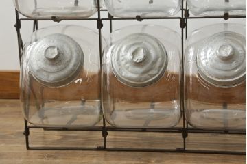 アンティーク雑貨　当時物　昭和レトロ　12連猫瓶(ガラス瓶、菓子瓶、菓子びん、菓子ビン)(R-075985)