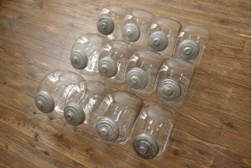 アンティーク雑貨　当時物　昭和レトロ　12連猫瓶(ガラス瓶、菓子瓶、菓子びん、菓子ビン)(R-075985)
