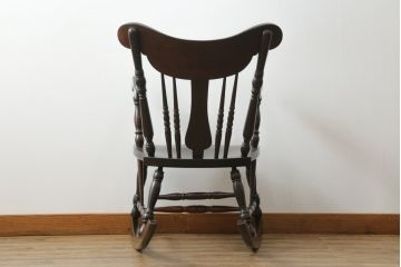 和製ビンテージ　松本民芸家具　くつろぎの時間におすすめの#39A型ロッキングチェア(板座チェア、アームチェア、揺り椅子、イス、ヴィンテージ)(定価約20万円)(R-075986)