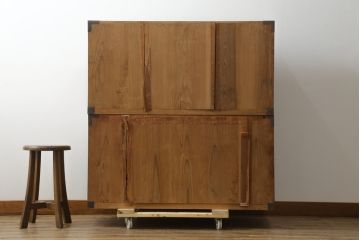 和製アンティーク　前面内部・桐材　時代を経た趣が感じられる佐渡小木箪笥(佐渡箪笥、和たんす、時代箪笥、収納箪笥、引き出し、重ねタンス)(R-075990)
