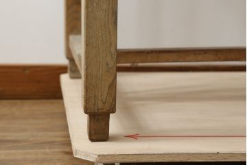 和製アンティーク　ナラ材　懐かしい雰囲気漂う平机(ワークデスク、コンソールテーブル、作業台、在宅用、在宅ワーク用)(R-075993)