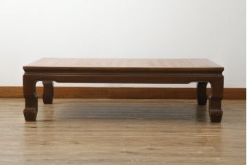 和製アンティーク　激レア　希少　天板に施されたマーケットリー(象嵌)が美しい座卓(ローテーブル、センターテーブル、リビングテーブル)(R-076003)