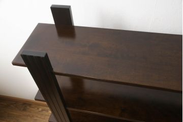 中古　美品　星野民藝(星野民芸)　個性的な木目が魅力的な飾り棚(キャビネット、シェルフ、オープンラック、本棚)(R-076007)