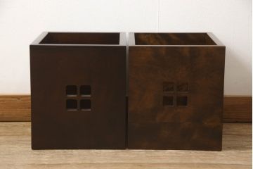中古　美品　星野民藝(星野民芸)　個性的な木目が魅力的な飾り棚(キャビネット、シェルフ、オープンラック、本棚)(R-076007)