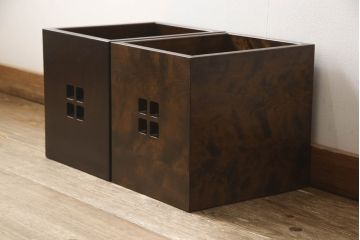 中古　美品　星野民藝(星野民芸)　個性的な木目が魅力的な飾り棚(キャビネット、シェルフ、オープンラック、本棚)(R-076007)