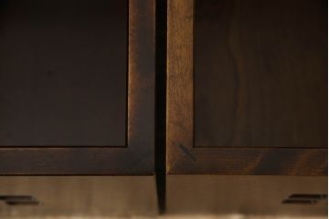 中古　美品　星野民藝(星野民芸)　個性的な木目が魅力的な飾り棚(キャビネット、シェルフ、オープンラック、本棚)(R-076007)