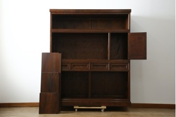 中古　美品　松本民芸家具　和モダンな雰囲気を醸し出す舞良型食器棚　定価約133万円　(R-076011)