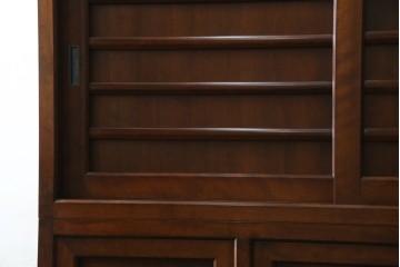 中古　美品　松本民芸家具　和モダンな雰囲気を醸し出す舞良型食器棚　定価約133万円　(R-076011)