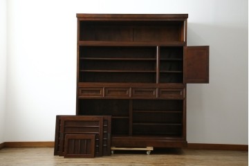 中古　美品　松本民芸家具　和モダンな雰囲気を醸し出す舞良型食器棚　定価約133万円　(R-076011)