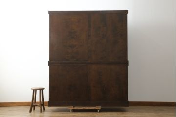 中古　星野民芸(星野民藝)　落ち着いたシックな色合いが魅力のキャビネット(水屋箪笥、食器棚、収納棚、戸棚)(R-076012)