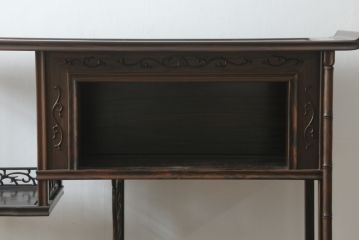 和製ビンテージ　民芸家具　縞黒檀(シマコクタン)無垢材　上品な色味と艶が魅力的な飾り棚(茶棚、違い棚、収納棚、戸棚、ヴィンテージ)(R-076019)