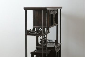 和製ビンテージ　民芸家具　縞黒檀(シマコクタン)無垢材　上品な色味と艶が魅力的な飾り棚(茶棚、違い棚、収納棚、戸棚、ヴィンテージ)(R-076019)