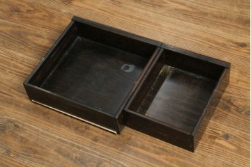 和製ビンテージ　民芸家具　縞黒檀(シマコクタン)無垢材　上品な色味と艶が魅力的な飾り棚(茶棚、違い棚、収納棚、戸棚、ヴィンテージ)(R-076019)
