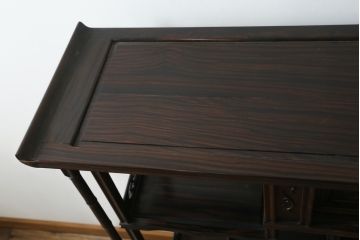 和製ビンテージ　民芸家具　縞黒檀(シマコクタン)無垢材　上品な色味と艶が魅力的な飾り棚(茶棚、違い棚、収納棚、戸棚、ヴィンテージ)(R-076019)