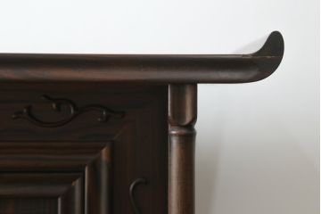 和製ビンテージ　民芸家具　縞黒檀(シマコクタン)無垢材　上品な色味と艶が魅力的な飾り棚(茶棚、違い棚、収納棚、戸棚、ヴィンテージ)(R-076019)