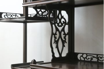 和製ビンテージ　民芸家具　縞黒檀(シマコクタン)無垢材　上品な色味と艶が魅力的な飾り棚(茶棚、違い棚、収納棚、戸棚、ヴィンテージ)(R-076019)