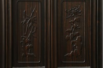 和製ビンテージ　民芸家具　縞黒檀(シマコクタン)無垢材　上品な色味と艶が魅力的な飾り棚(茶棚、違い棚、収納棚、戸棚、ヴィンテージ)(R-076019)