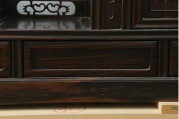 和製ビンテージ　民芸家具　縞黒檀(シマコクタン)無垢材　上品な色味と艶が魅力的な飾り棚(茶棚、違い棚、収納棚、戸棚、ヴィンテージ)(R-076019)