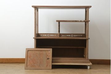 和製ビンテージ　高級杉材　流れるような美しい杢目が目を惹く飾り棚(茶棚、茶箪笥、収納棚、戸棚、キャビネット、ヴィンテージ)(R-076020)