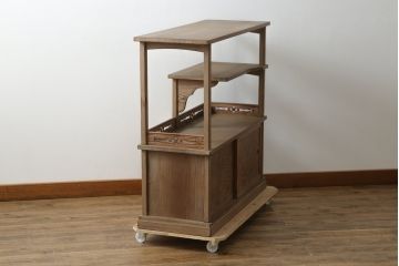 和製ビンテージ　高級杉材　流れるような美しい杢目が目を惹く飾り棚(茶棚、茶箪笥、収納棚、戸棚、キャビネット、ヴィンテージ)(R-076020)
