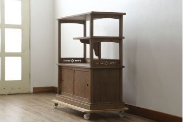和製ビンテージ　高級杉材　流れるような美しい杢目が目を惹く飾り棚(茶棚、茶箪笥、収納棚、戸棚、キャビネット、ヴィンテージ)(R-076020)