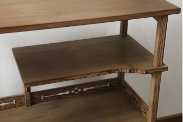 和製ビンテージ　高級杉材　流れるような美しい杢目が目を惹く飾り棚(茶棚、茶箪笥、収納棚、戸棚、キャビネット、ヴィンテージ)(R-076020)