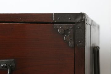 和製アンティーク　前面欅(ケヤキ)材　落ち着いた佇まいが魅力的な仙台箪笥ローボード(収納箪笥、衣装箪笥、時代箪笥、引き出し、ローチェスト、テレビ台、テレビボード)(R-076024)