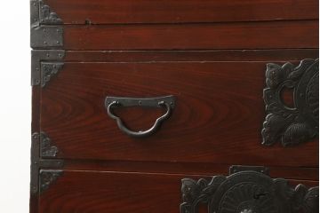 和製アンティーク　前面欅(ケヤキ)材　落ち着いた佇まいが魅力的な仙台箪笥ローボード(収納箪笥、衣装箪笥、時代箪笥、引き出し、ローチェスト、テレビ台、テレビボード)(R-076025)