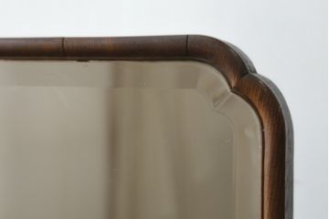 和製アンティーク　高級品!!　総桑材　上質な和の空間づくりにおすすめの彫刻入り姿見(スタンドミラー、鏡)(R-076026)