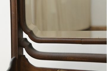 和製アンティーク　高級品!!　総桑材　上質な和の空間づくりにおすすめの彫刻入り姿見(スタンドミラー、鏡)(R-076026)