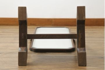 和製アンティーク　高級品!!　総桑材　上質な和の空間づくりにおすすめの彫刻入り姿見(スタンドミラー、鏡)(R-076026)